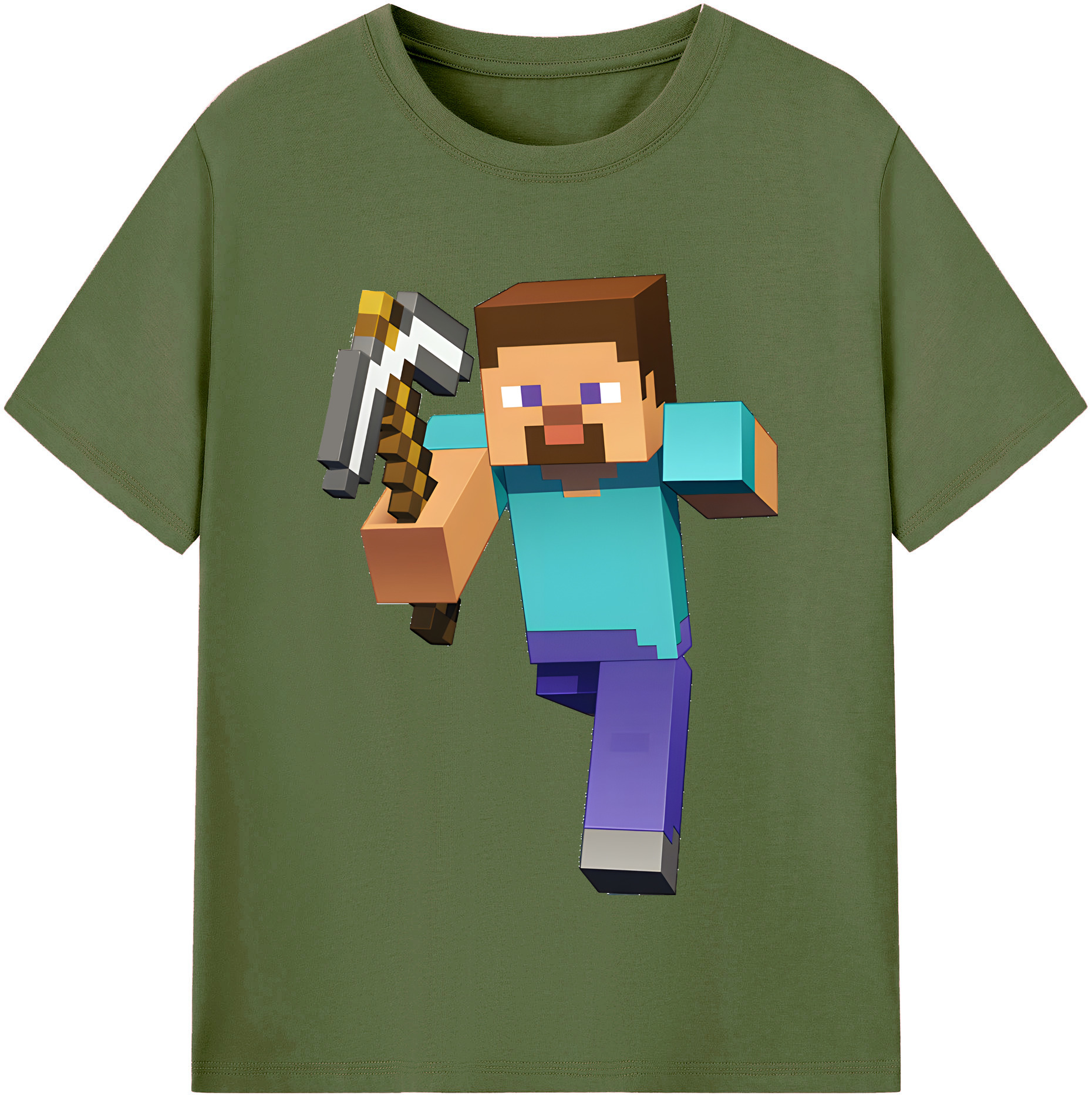 （画像用） マインクラフト ブロックの世界 Minecraft MC Block world 綿100％半袖Tシャツ（フロントプリント）